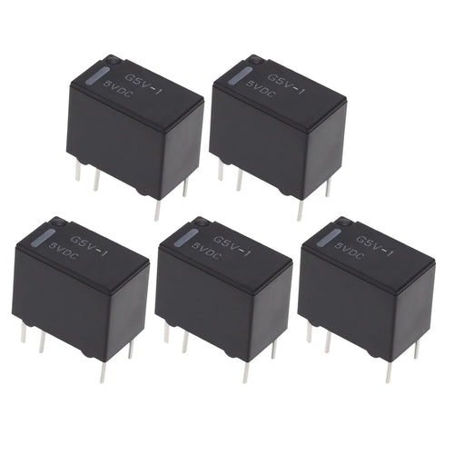 eMagTech 5Pcs G5V-1-DC5V Small Signal PCB Relays 167Î© Electromagnetic Power Relay 6Pin SPDT Signal Relay for Applications Including Home Automation Industrial Control, Black
