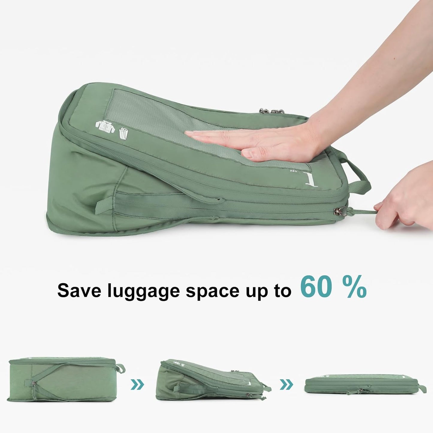 ECOHUB 5 Pieces Organizer Suitcase Compression Space-Saving Travel Accessories Useful Packing Cubes Set Organizer Travel Bags Travel Essentials Kit Air Travel (Green)