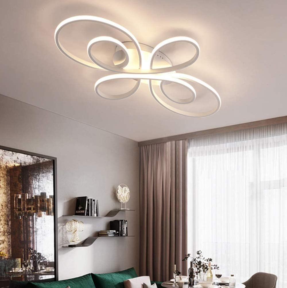 Lampada da Soggiorno a LED da Soffitto Camera Plafoniera Dimmerabile con Telecomando per Sala da Pranzo Lampadari Moderno Design Floreale Acrilico da Letto Stanza delle Ragazze Luci Decor (Bianca)