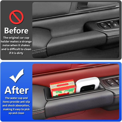 LUNQIN Car Door Side Storage Tray for Dodge RAM 1500 2019 2020 2021 2022 2023 2024 2025 RAM1500 Truck Pickup Auto Interior Accessories Front Armrest Insert Organizer Box Bag Vehicle Accessory