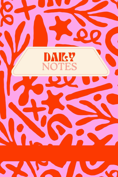 Daily Daily Notes – Pink & Red Doodle Journal | Summer Stationery Vibes | 150 Lined Pages | Glossy Cover | Cute Back to School Notebook