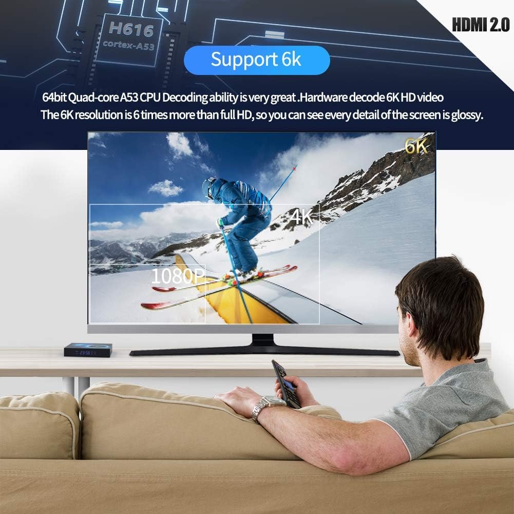 Android Box 10.0,Sidiwen Android TV Box 10.0 4GB RAM 32GB ROM Quad-core Cortex-A53 with WiFi 2.4G/5G Bluetooth 5.0 Support Ethernet 10M/100M