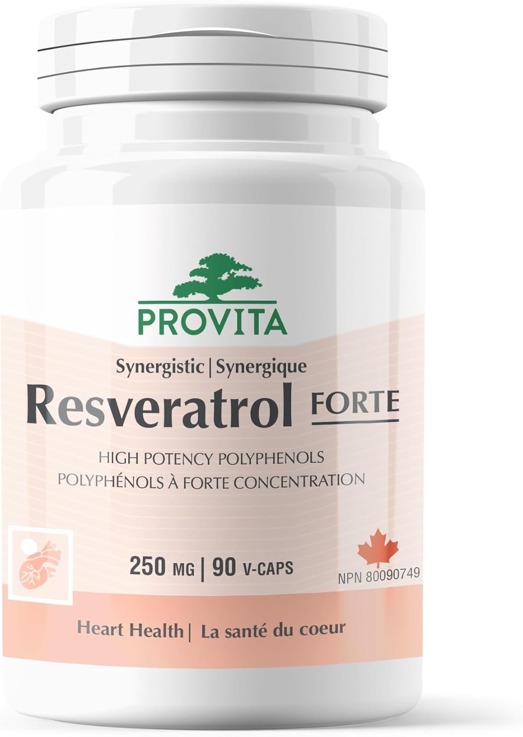 Synergistic Resveratrol Forte by Provita Nutrition (Canadian Made) 90 Vegetarian Capsules