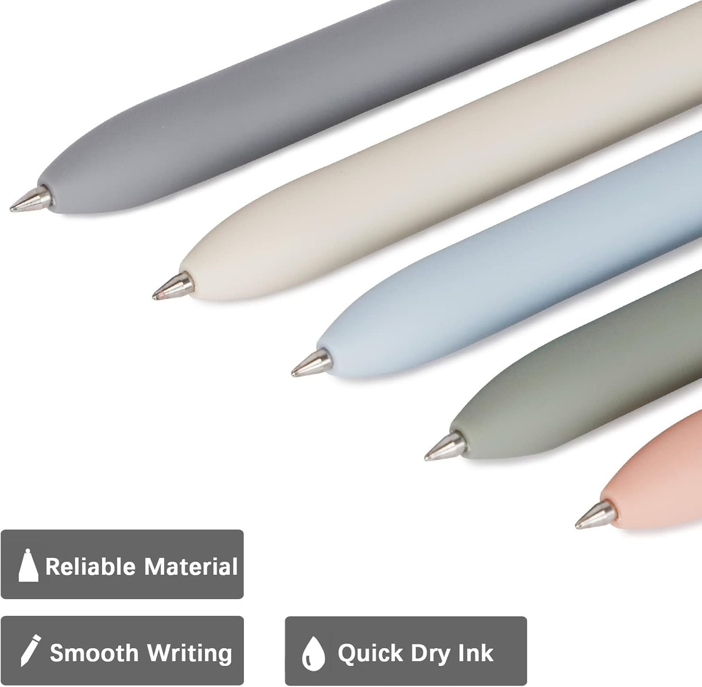 5 PCS Quick Dry Ink Pens, Gel Pens Fine Point Smooth Writing, Retractable 0.5 mm Black Ink Pens, Rollerball Pens for Note Taking School Office Supplies, Cute Pens for Women Gifts(5pens)