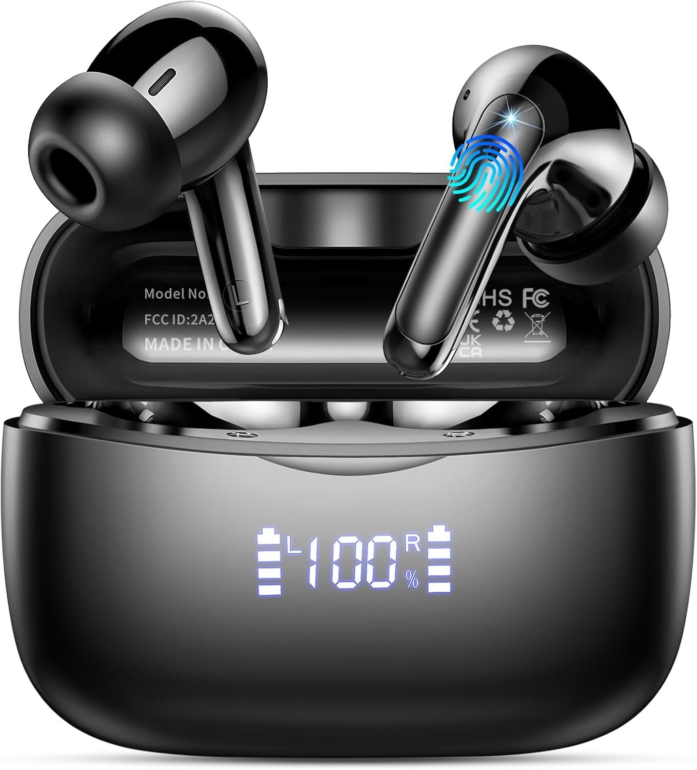 Wireless Earbuds, Headphones Bluetooth 5.3 with HiFi Stereo Sound, Bluetooth Earbuds with 4 ENC Noise Canceling Mics, 56 Hrs Playtime in Ear Earphones, USB-C, IPX7 Waterproof Ear Buds for iOS/Android