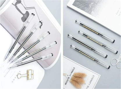 Gel ink Pen 0.35mm Black Liquid Ink Rollerball Gel Pens Quick Drying fine point Pens Ballpoint Japanese Pens Premium School Office student Exam Writing Stationery Supply 12 Pcs/Set (Black)