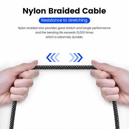 MOSWAG 6.6FT/2Meter 3.5mm Male to Female Extension Cable with Microphone Stereo Audio Adapter Nylon Braided Compatible for Home/Car Stereos Smartphones Headphones Tablets Media Players and More