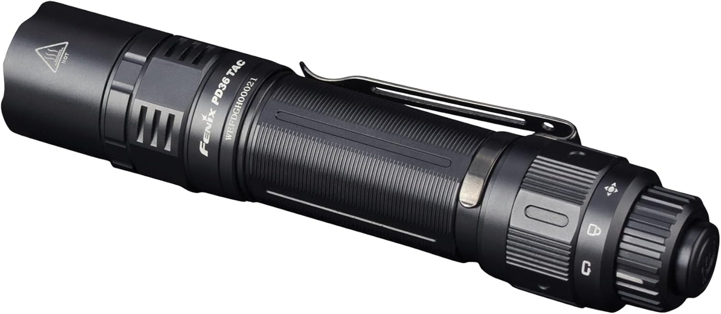 Fenix PD36 TAC 3000 Lumen Rechargeable Tactical Flashlight with 274m Beam & Up to 160hr Runtime – IP68 Waterproof LED Torch with 6 Brightness Levels USB-C Rechargeable Searchlight