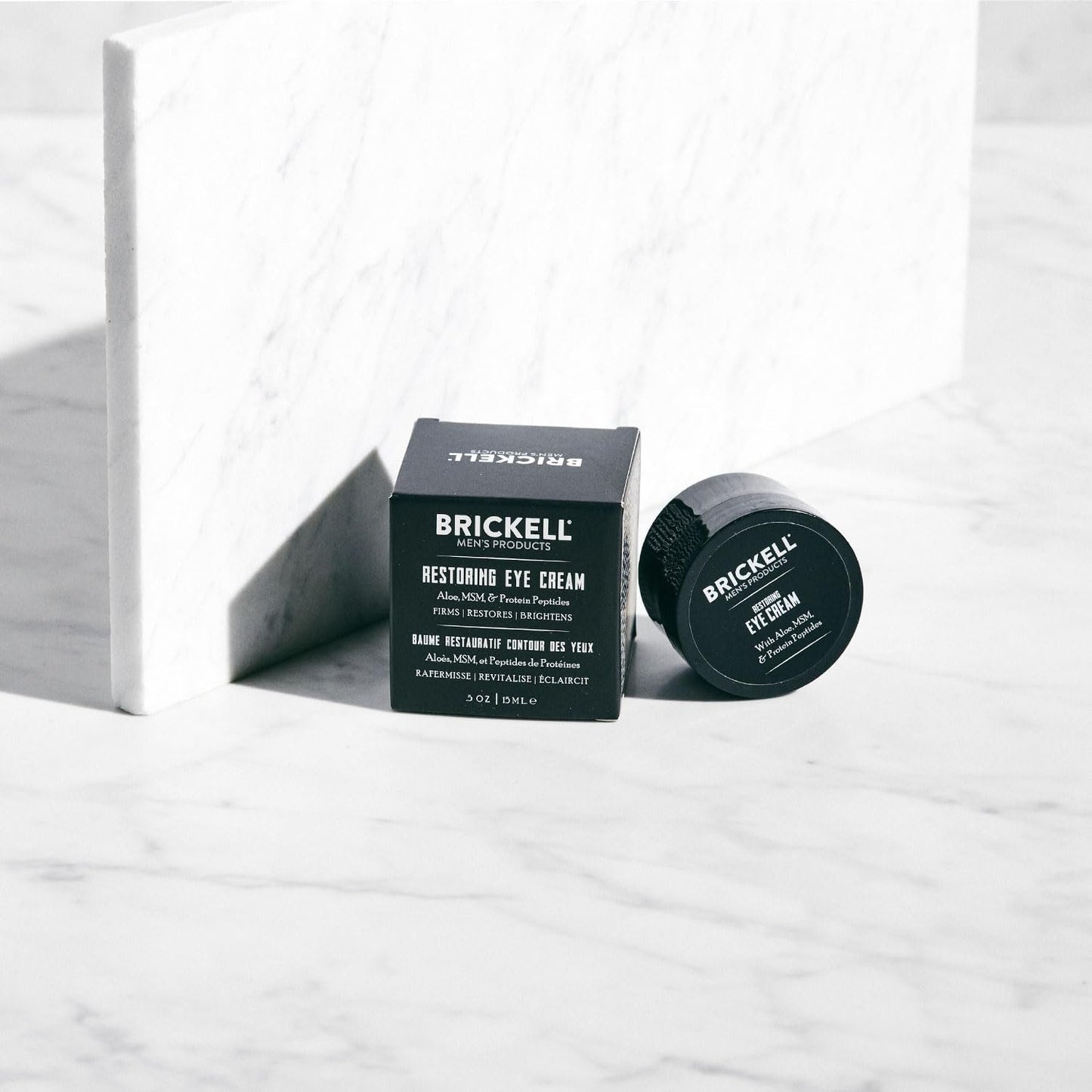 Brickell Men's Restoring Under Eye Cream for Men, Natural and Organic Anti Aging Eye Balm For Puffiness, Wrinkles, Dark Circles, Crows Feet and Under Eye Bags, 0.5 Ounce, Unscented