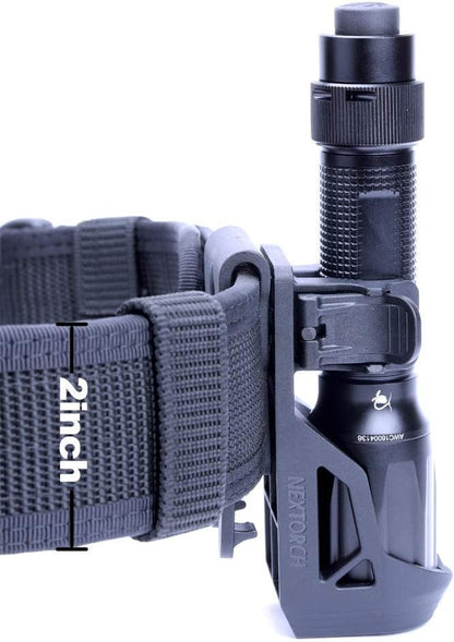 Nextorch V5 Tactical Torch Pouch Holder, 360 Degree Rotation Adjustable Flashlight Holster for Belt with Lever Side Lock System for 1"-1.25" Diameter Flashlight, Black