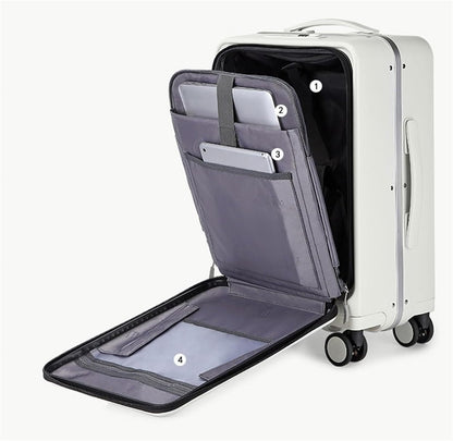 Suitcase Suitcases with Universal Wheel Security Luggage USB Interface Lightweight TSA Code Lock Carry-on Suitcase (Color : A, Size : 24in)