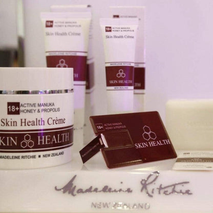 Madeleine Ritchie New Zealand 18+ Active Manuka Honey & Propolis Skin Health Creme for healing of persistent skin problems 40ml. Excellent for Eczema, Psoriasis, Dermatitis, Acne and Dry Skin.