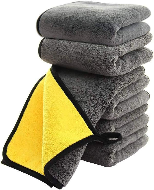 Microfiber Towels, Super Absorbent and Quick Drying, 6 Pcs, Lint and Scratch Free, Professional Premium Microfiber Towels, for Auto Detailing Cleaning Cloth, and Household, 30 x 60 CM (Yellow)