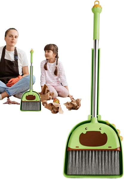 Toddler Broom Set, Kids Broom Dustpan Combo, Play Learn Educational Toy for Pretend Cleaning at Home and Preschool, 7.28x5.12x22.05 inches, Green, Pink