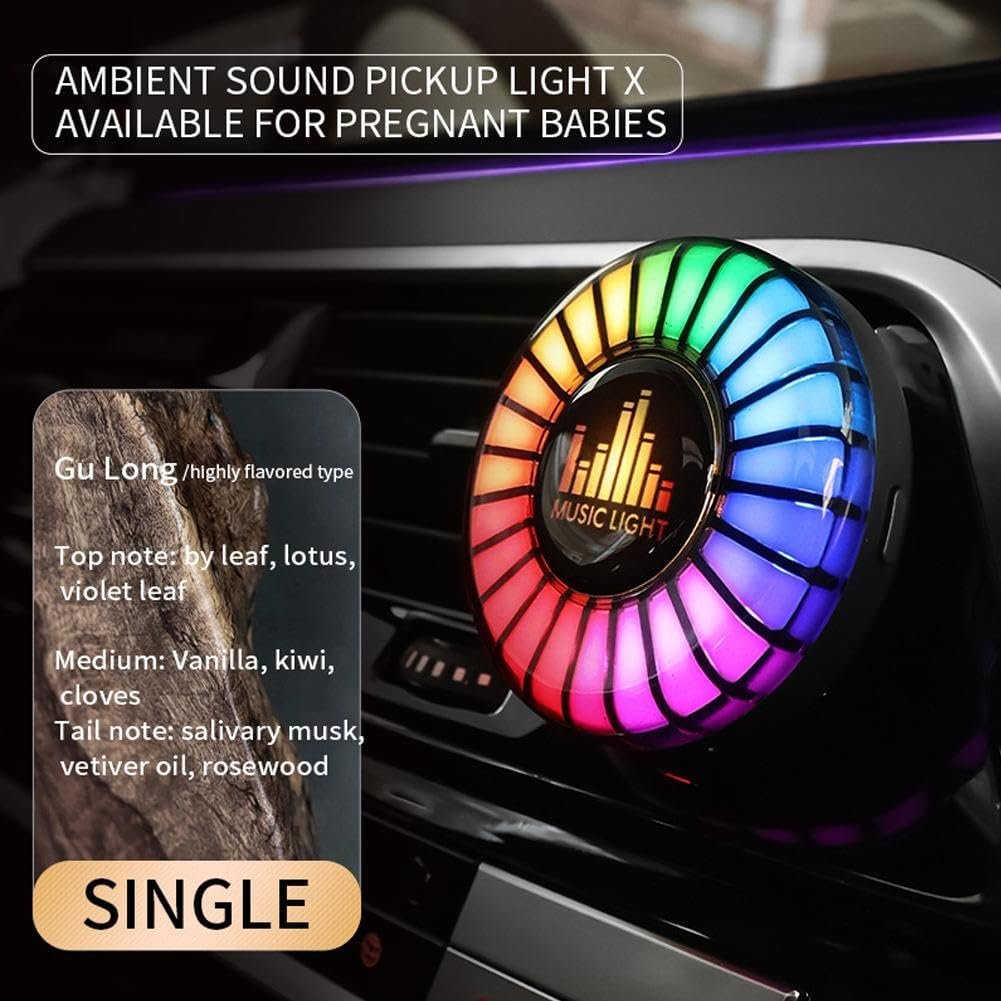 Car Atomosphere Light Vent Clip,RGB Sound Control Fragrance Light,Car Scents Air Freshener,Aromatherapy APP Remote Control Multicolor RGB Change Sound Active Car Gift (ocean)