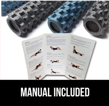 RumbleRoller - Extra Firm Textured Muscle Foam Roller Manipulates Soft Tissue Like A Massage Therapist (Black, Mid Size)