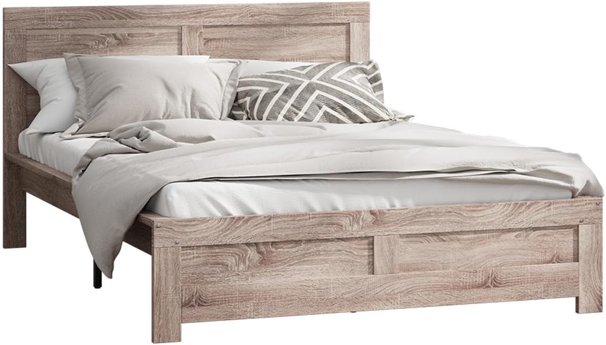 OIKITURE Wooden Bed Frame Queen Size Beds Platform, Bed Frame Platform with High Bed Leg, Compatible with Australian-Sized Mattresses, 210X173X100cm