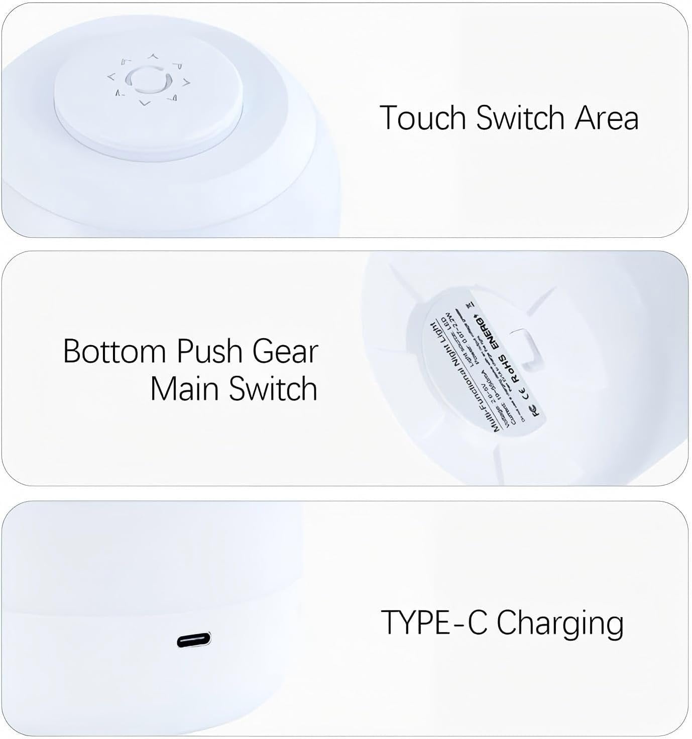 Shenzhi Tech Smart Touch Light, Multi Functional Atmosphere LED Night Light, Adjustable Brightness USB Rechargeable Table Lamp for Bedroom Living Room, Room Decor, Party, Birthday Gift