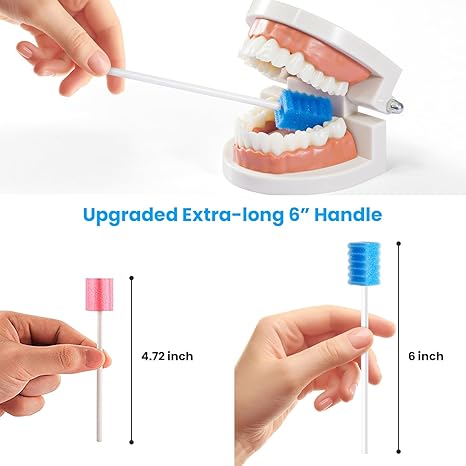 Oral Swabs Disposable - Longer Medical-Grade Mouth Swabs Individually Wrapped - Safe & Professional (Blue 200 Counts)