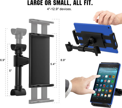 MoKo Headrest Phone/Tablet Car Mount, Adjustable Tablet Holder for 4-12.9" Devices, Fit with iPhone 16/Pro/Pro Max/Plus, iPhone 15/Pro/Plus/Pro Max, iPhone 14 Pro Max/14, iPad Air 4/Mini 6,Black