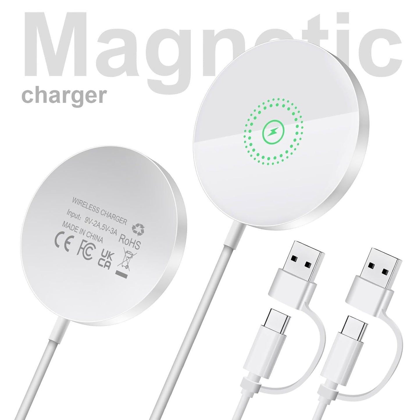 Magnetic Wireless Charger Compatible with Mag Safe Charging,15W Fast Wireless iPhone Charger Pad for iPhone 16/15/14/13/12(Pro,Max,Plus,Mini), Mag Safe Case,AirPod4,3,2,Pro