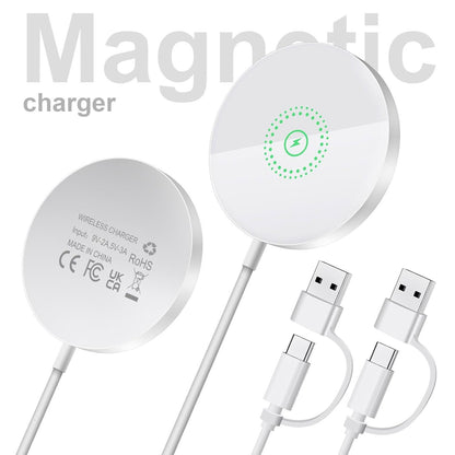 Magnetic Wireless Charger Compatible with Mag Safe Charging,15W Fast Wireless iPhone Charger Pad for iPhone 16/15/14/13/12(Pro,Max,Plus,Mini), Mag Safe Case,AirPod4,3,2,Pro