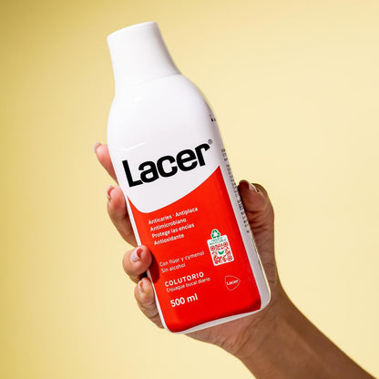 LACER - Mouthwash Pack of 2 x 500 ml, Oral Rinse, Daily Use, Alcohol Free, Healthy and Protected Mouth, Prevents Caries and Dental Plaque, Deep Cleanses