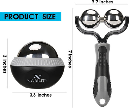 Nobility Massage Ball Roller– Ice Cold and Hot for Deep Tissue and Sore Muscle Relief of Stiffness and Stress, Body, Neck, Back, Foot, Plantar (Grey) (Grey)