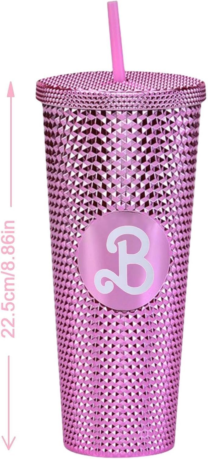 Bar-bies Cups with Lids and Straws, 800ml Bar-bies Tumbler Water Bottle, Leakproof Bar-bies Drinking Cup, Portable Beverage Container, BPA Free, for Boys, Girls, Fans & Adults (5Colors)