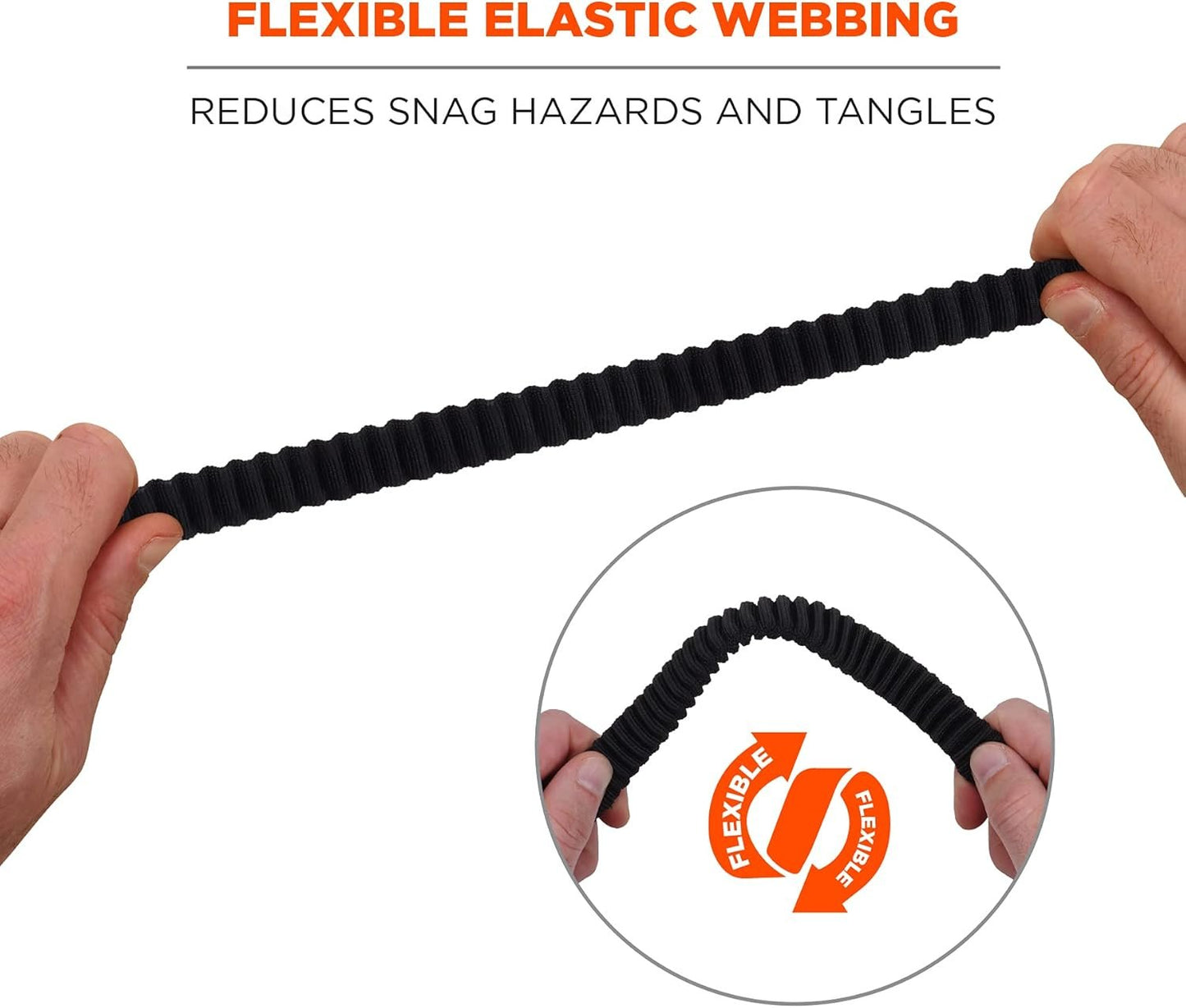 Ergodyne Squids 3105 Tool Lanyard with Aluminum Screw Lock Carabiner, Tool Weight Capacity 15lbs, Black