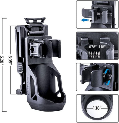 Nextorch V51 Tactical Torch Holster for Duty Belt, 360 Degree Rotation Torch Holder with Lever Side Lock System for 1"-1.25" Diameter Torch, Black