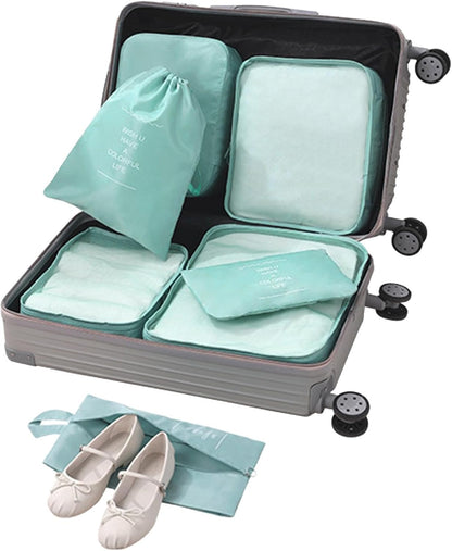Travel Storage Bag, Suitcase Packing, 7 Cubes, Lightweight Luggage Organizer, Water-Resistant Efficient Space Saving Accessories 330g for Vacation, Business Trips