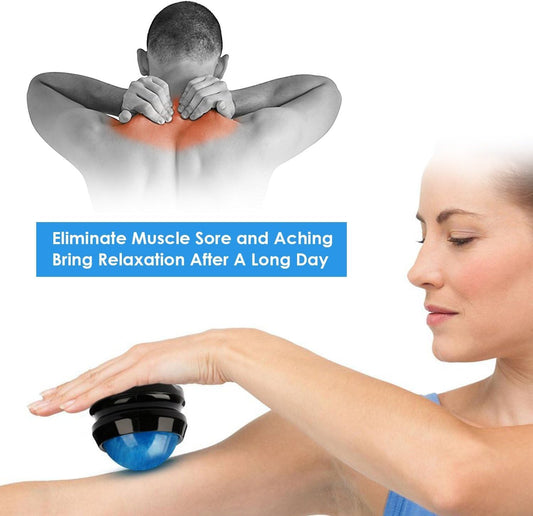 Manual Massage Ball Pain Relief Back Roller Massager Self Massage Therapy and Relax Full Body Tools for Sore Muscle Joint Pain Essential Oils or Lotion Relax (Blue)