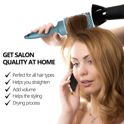 Aozzy 5pcs Round Thermal Barrel Brush Set - Professional Heat Styling, Curling, and Blow Drying for Shiny Hair in 5 Different Sizes