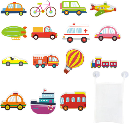 Car Bath Toys, Vehicle Water Toy, Floating Educational Bathtub Toy, Colorful Eva Construction, Fun Learning for Kids, Bathroom Play, 6.69x5.51