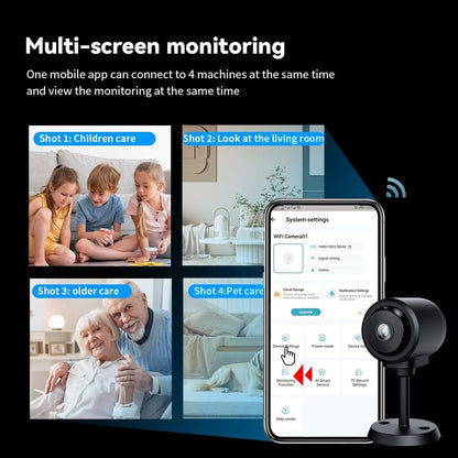 1080p Security Camera (2.4G Only), Small Indoor Camera, WiFi Wireless, Night Vision, Motion Detection, Nanny Cams Wireless with Cell Phone App and Sound for Home Baby Pet Monitoring