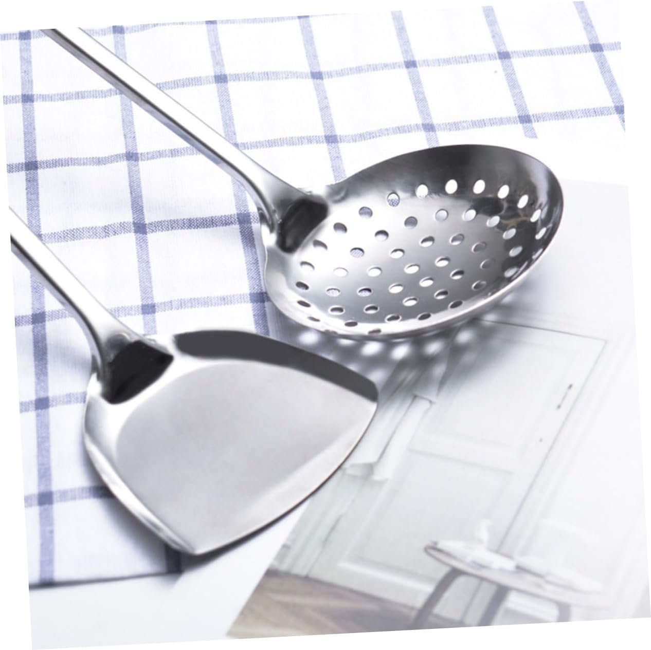 VERDANVERSE 5Pcs Stainless Steel Kitchen Utensil Set Cooking Spoons Spatula Tools Ergonomic Design for for Home Cooking and Food Prep