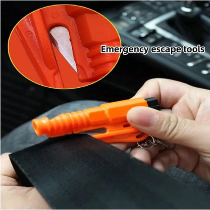 2 Pcs Three-in-One Car Escape Rescue Tool Keychain Glass Breaker Seatbelt Cutter Mini Hammer Emergency Rescue Glass Breaker Car Safety Tool Window Broken Seat Belt Cutter（red/Black）
