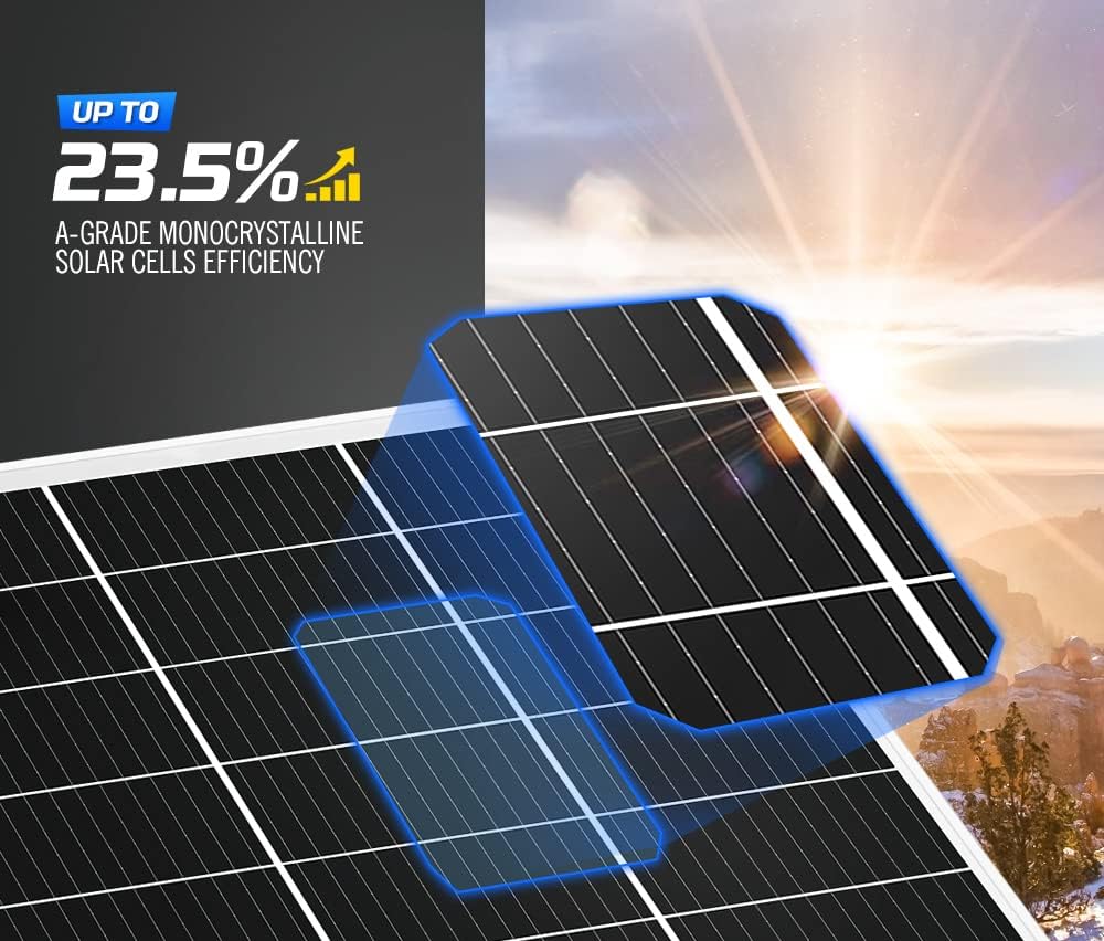 ATEM POWER 130W Monocrystalline Solar Panel with Charge Controller, Heavy Duty Aluminium Frame, Compatible with AGM Lead Acid Gel Calcium Batteries, for 12V/24V RV Camping All Weather Use