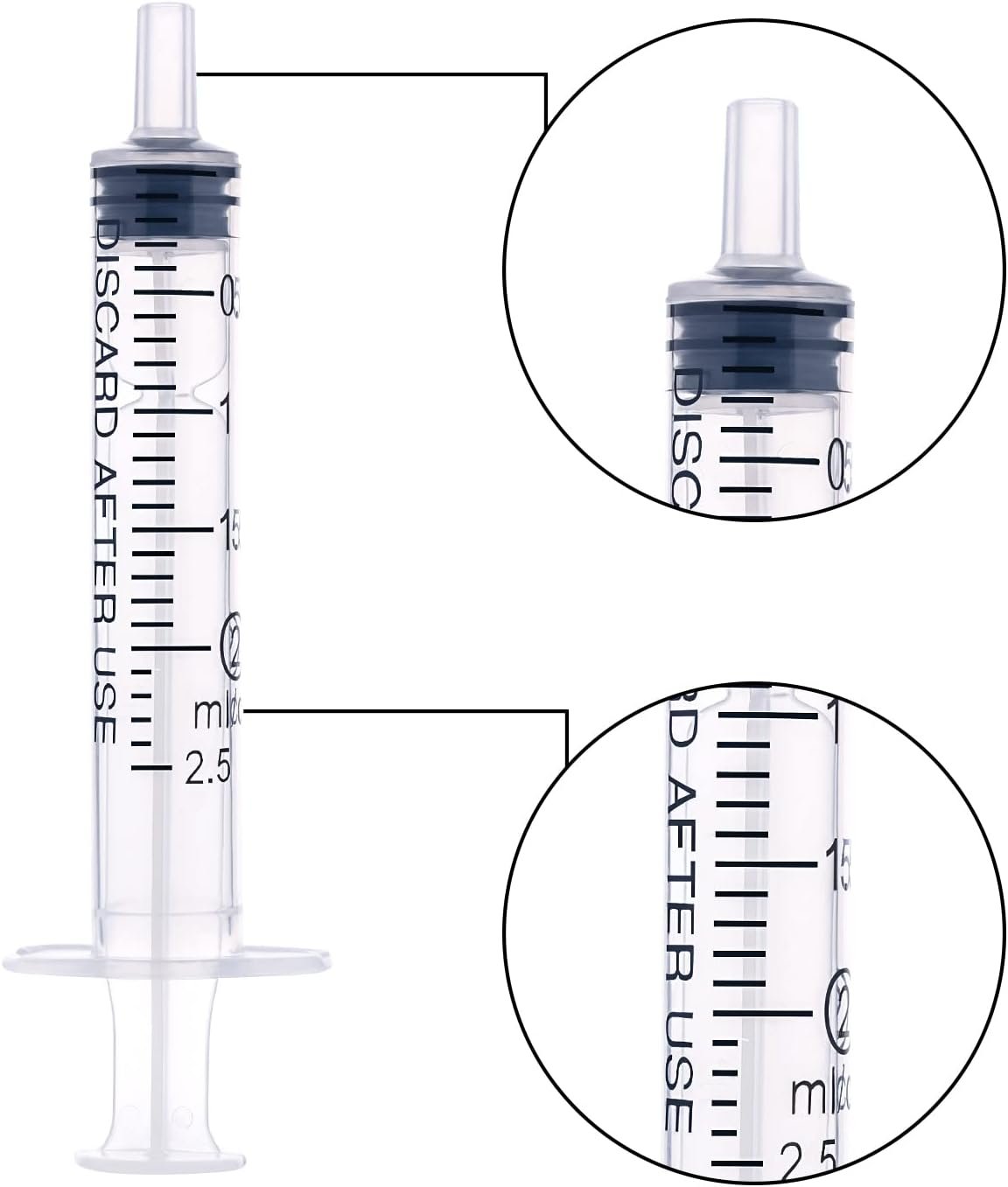 LUTER 12Pcs 2ml Plastic Syringes, No Needle Plastic Syringe with Measurement for Scientific Labs Experiment Dispensing Measuring Liquids Watering Feeding Pets Oil or Glue Applicator