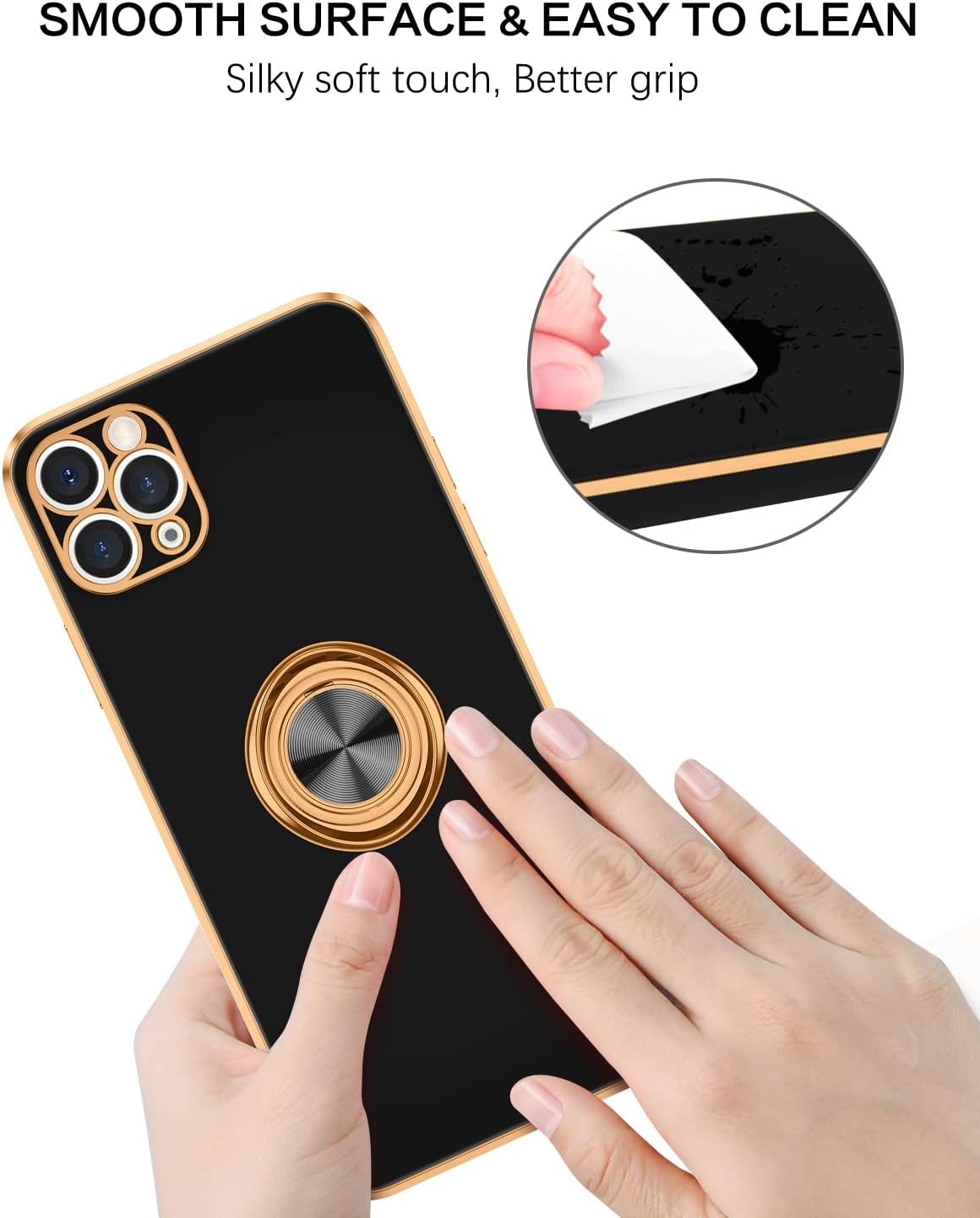 BENTOBEN Case for iPhone 11 Pro Max, Slim Fit 360° Ring Holder Kickstand Magnetic Car Mount Supported Protective Non-Slip Girls Women Men Case Cover for iPhone 11 Pro Max 6.5 inch, Black