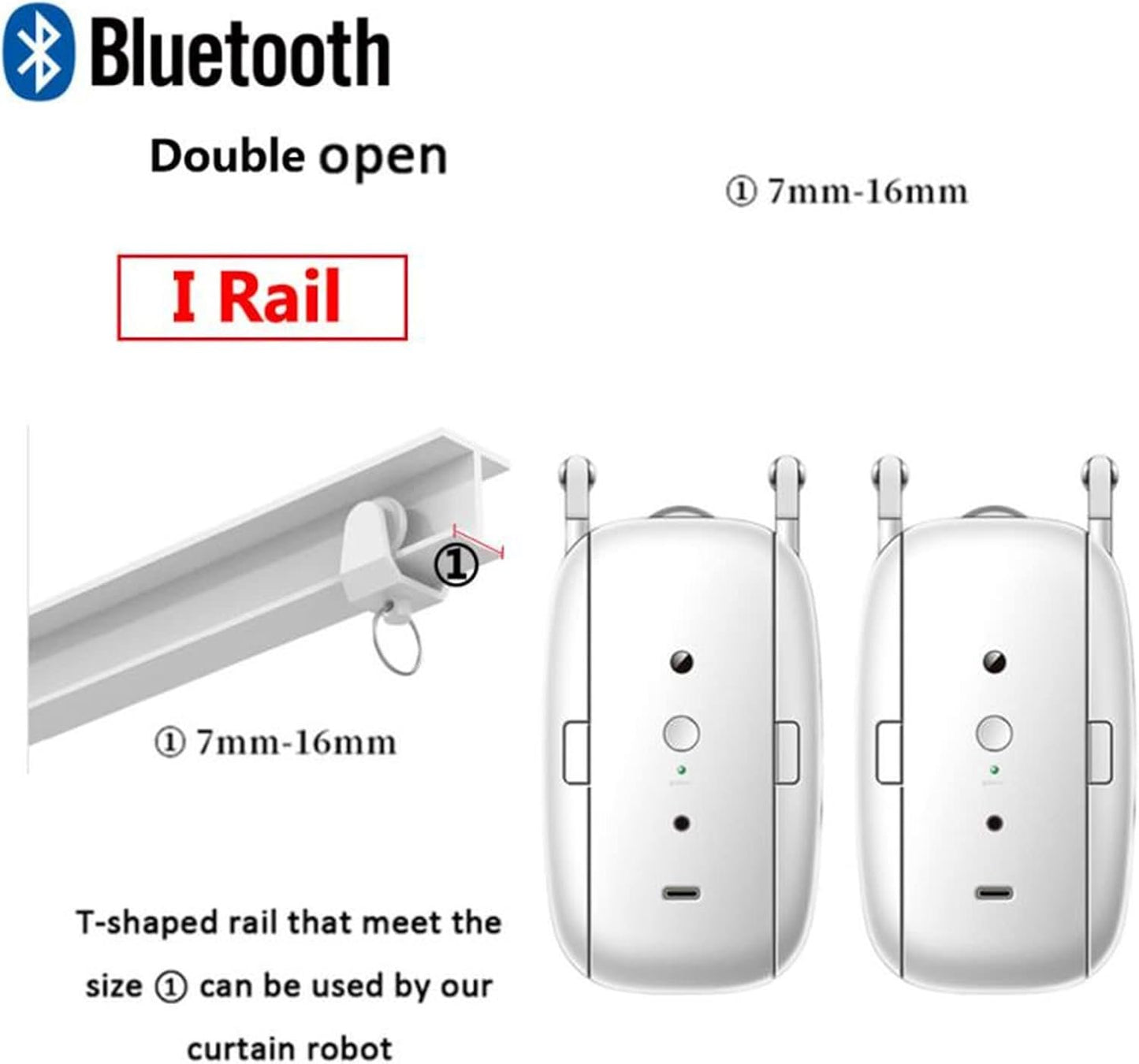 Automatic Curtain Opener Closer Robot Wireless Smart Curtain Motor Timer Voice Control Smart Home Automation Device for for I Rail/U Rail/Rod Compatible with Alexa Google,I Rail
