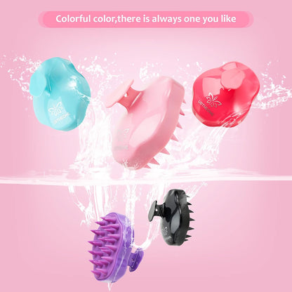 Soft Silicone Hair Scalp Massager Shampoo Brush for Wet Dry Oily Curly Straight Thick Thin Rough Long Short Natural Men Women Kids Pets Hair Care Tools（Pink