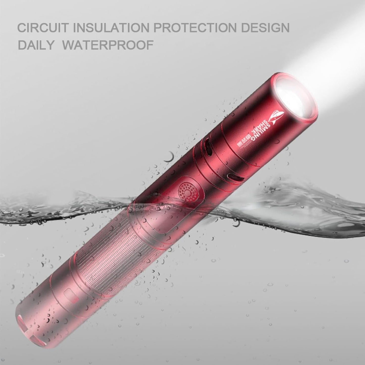 3-in-1 Rechargeable Flashlight with Arc Lighter and Alarm,Multifunctional Rechargeable Flashlight High Lumens,3 in 1 Powerful Tactical Flashlight for Camping (Red)