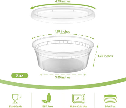 AOZITA 36 Sets 8 oz Plastic Deli Food Containers With Lids, Airtight Food Storage Containers, Freezer/Dishwasher/Microwave Safe, Soup Containers For Takeout Meal Prep Storage