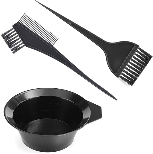 Gezimetie, Hair Coloring Tools Set of 3 Double Sided Brush Comb Bowl for Salon DIY
