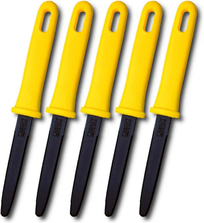 CANARY Corrugated Cardboard Cutter Dan Chan, Safety Box Cutter Knife [Non-Stick Fluorine Coating Blade], Made in Japan, Yellow (DC-190F-1) (Bulk 5 pcs)
