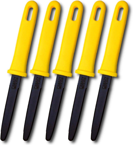 CANARY Corrugated Cardboard Cutter Dan Chan, Safety Box Cutter Knife [Non-Stick Fluorine Coating Blade], Made in Japan, Yellow (DC-190F-1) (Bulk 5 pcs)