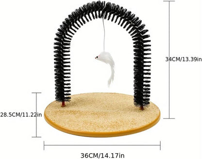 AIMALL Cat Grooming Arch, Pet Scrub and Tickle Device with Brush, Arch-Type Cat Scrubbing Tool, Multi-Functional Pet Care Accessory, 14.17x11.22 Inches