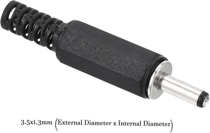 QUARKZMAN 3.5 x 1.3mm DC Male Connector x 15pcs DC Cylindrical Jack Connectors Solderless Adapter Replacement for Electronics